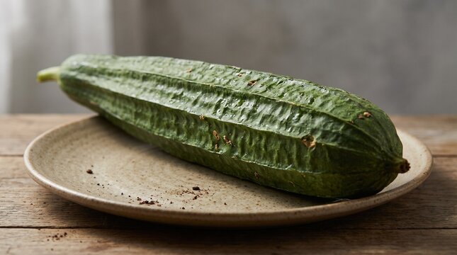 Whole Fresh Ridge Gourd with Natural Green Texture
