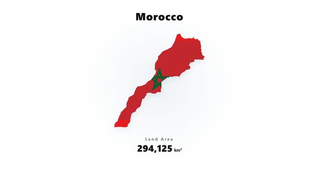 Animated Morocco map silhouette with red outline and green coastal location marker, centered on clean white background with soft drop shadow and smooth pulsing