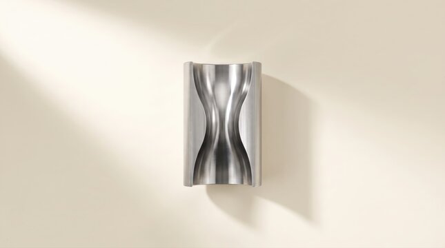Cross section of a stainless steel venturi tube isolated on a neutral background with copy space