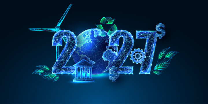 2027 Circular Economy and Sustainable Future Concept, Renewable Energy, Green Growth Vector