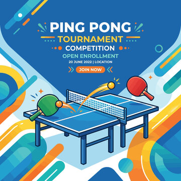 Vibrant Ping Pong Tournament Competition Announcement Poster Design