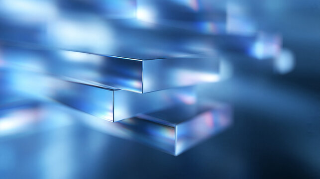 Abstract Glass Prisms with Light Refraction Background