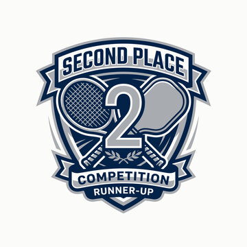 Second Place Competition Runner Up Sports Emblem With Tennis Rackets And Paddles
