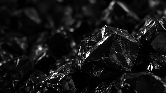 Raw Black Obsidian Crystal Minerals Macro Texture
