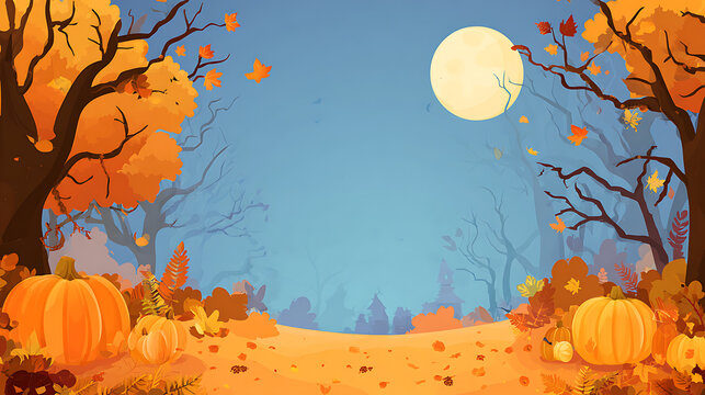 Full moon behind clouds on dark blue Halloween night background