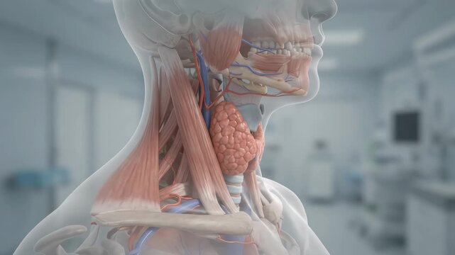 Goiter Showing Enlarged Thyroid in Neck Anatomy for Medical Education