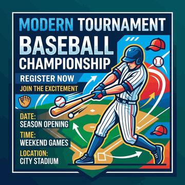 Modern Baseball Championship Tournament Announcement Poster Design