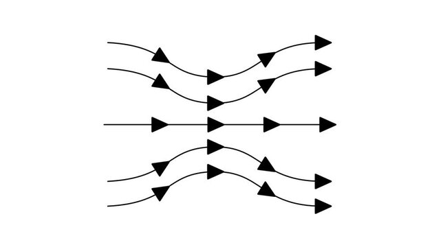 The graphic presents directional flow lines converging and diverging around a central point to represent field vector distributions clearly