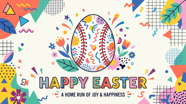 Happy Easter Baseball Egg Greeting Card Design