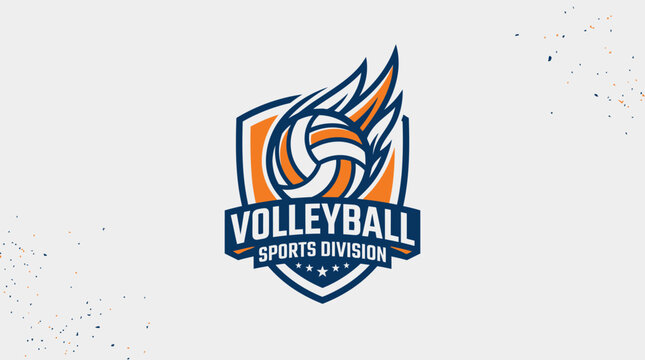 Dynamic Volleyball Sports Division Emblem with Fiery Accents