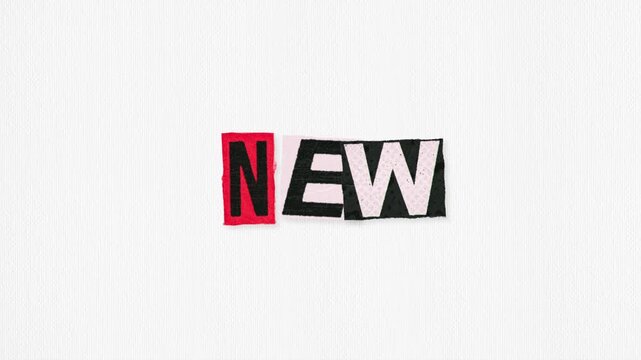New cut-paper typography loop on white textured paper