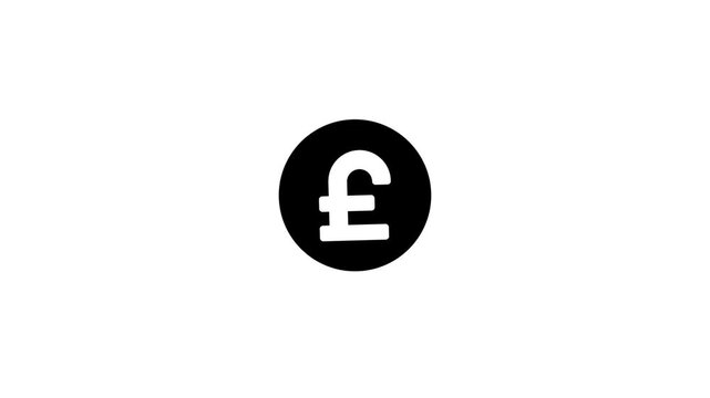 A sleek icon of the British Pound Sterling symbol in a solid circle.