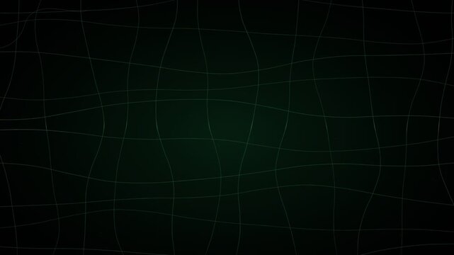 Dark green surface featuring a subtle, warped grid pattern of thin, light lines creating an abstract distorted mesh texture.