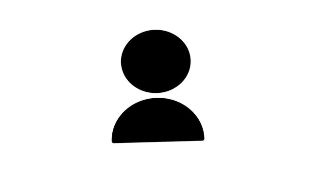 Black User Profile Icon Tilting Back and Forth on White Background.