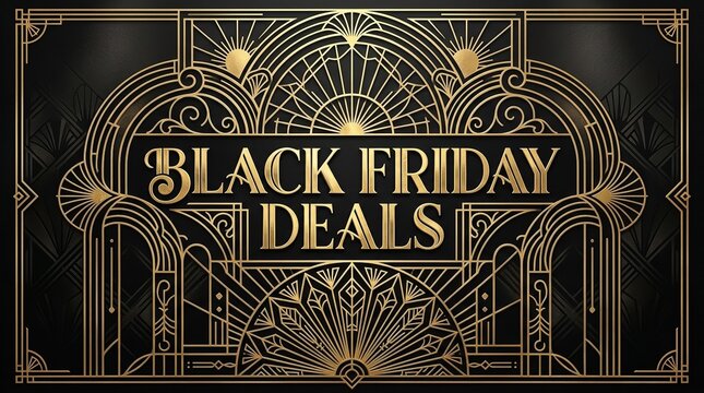 Black Friday Deals Art Deco Gold Vector Background