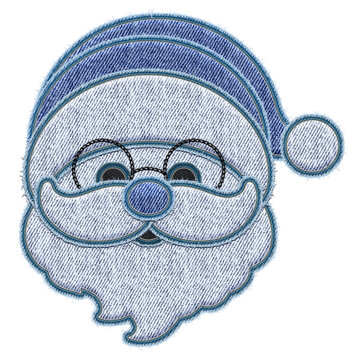 Funny Christmas Santa Claus. Jeans Denim texture. PNG illustration isolated on transparent background.