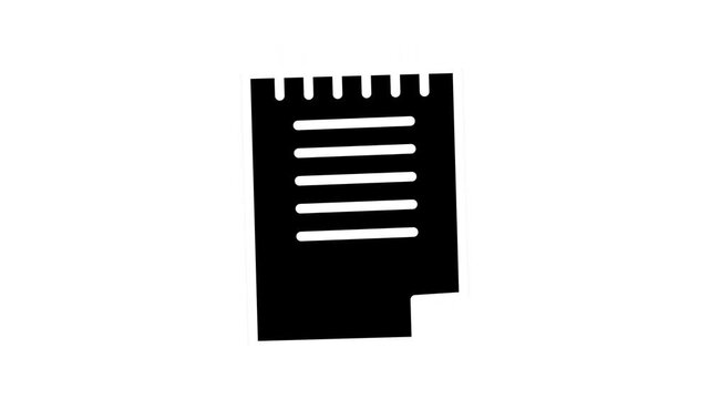 Black notebook icon on a plain white background.