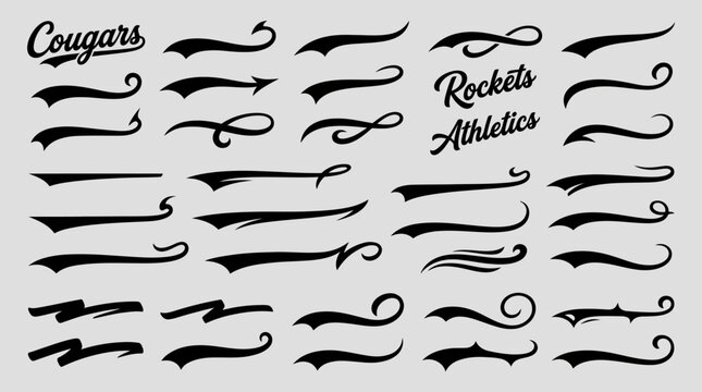 Vintage Sports Swashes And Embellishments Collection With Text