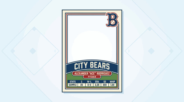 Vintage Baseball Card Design Template With Player Statistics