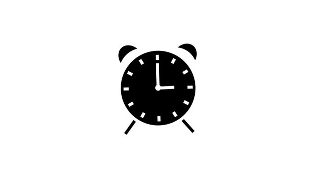 Animated Black and White Alarm Clock Ticking.