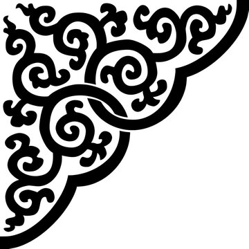 Traditional Asian Swirl Corner Pattern Vector Decorative Frame Ornament
