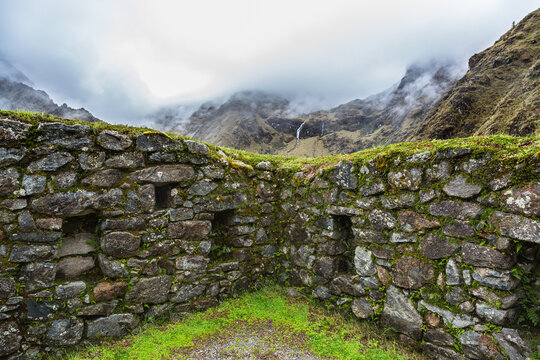 Stone Wall Ruins Along the Inca Trail