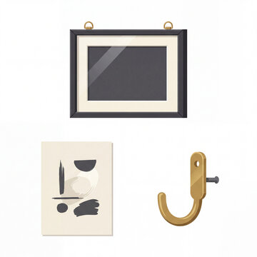 Picture frame abstract art print and wall hook set