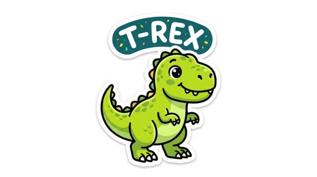 Cute Baby Dinosaur Flat Vector Sticker - Vibrant Prehistoric Animal Icons for Kids and Digital Design