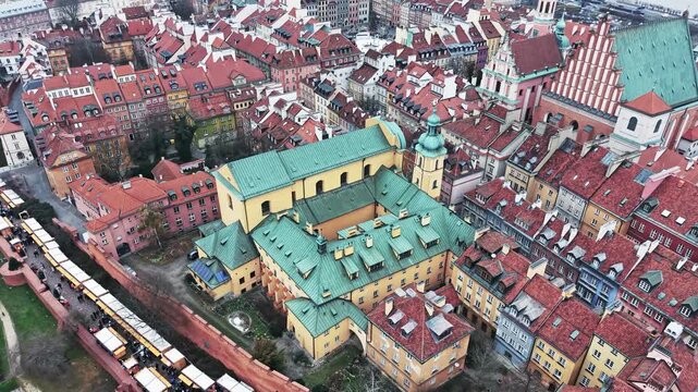 Aerial View: St. Martin's Church, Warsaw Old Town Architecture
