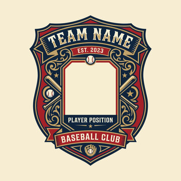 Classic Baseball Club Emblem Design Template With Customizable Elements