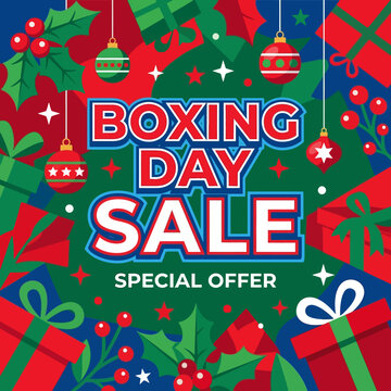 Boxing Day Sale Special Offer Vibrant Festive Gifts Advertising