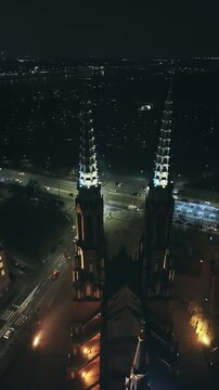 St. Michael the Archangel and St. Florian Cathedral Warsaw at Night