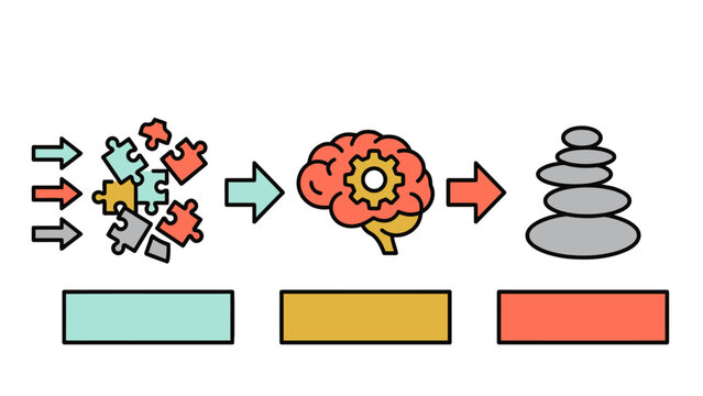 Mental health concept showing puzzle pieces to brain and balanced stones