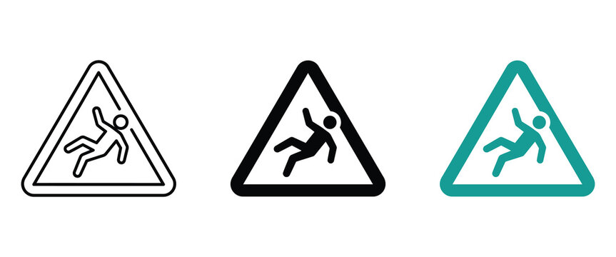 Warning sign for slippery floor with falling person pictogram wet floor safety sign accident