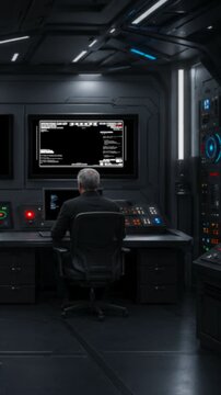 Man in security center vertical