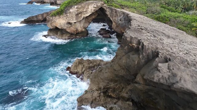 Aerial View of Cueva del Indio Sea Arches, Puerto Rico