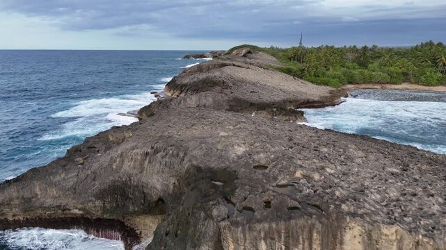 Aerial View of Rocky Coast near Cueva del Indio, Puerto Rico