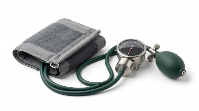 Manual blood pressure monitor with cuff and gauge for medical health check