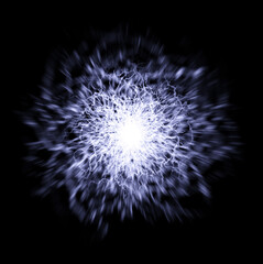 Fototapeta premium Abstract blue energy explosion isolated on black background