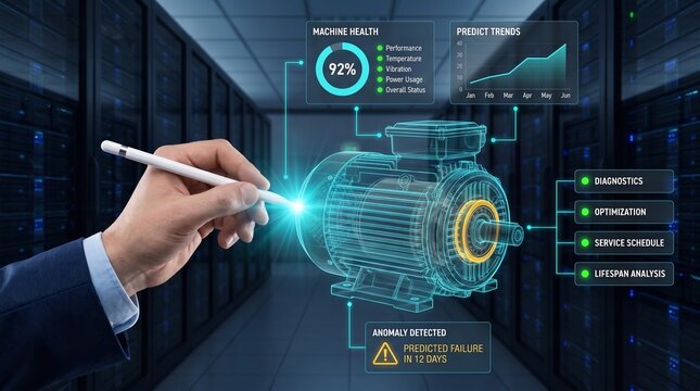 Predictive maintenance system monitoring machine health, anomaly detection and equipment failure risk for industrial operations