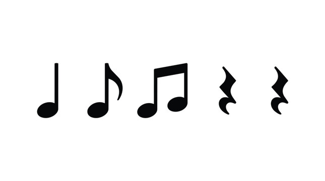 Black Musical Notes Vector Icons Set Design