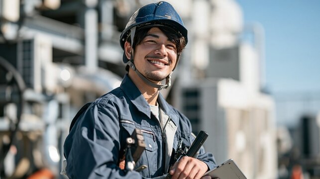 建物設備を支える空調設備技師の信頼感ある笑顔のポートフォリオ