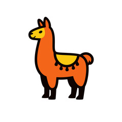 Fototapeta premium Cute Standing Orange Llama Mascot Vector Icon
