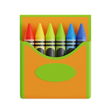 3D Colorful Crayons in Box Icon