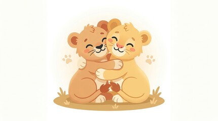 Obraz premium Cute Lion Flat Vector Illustration