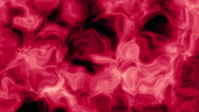 Abstract crimson red fluid motion with glowing white-pink highlights and dark swirling energy patterns in a seamless loop