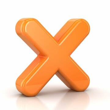 Vibrant Orange Glossy 3D Letter X or Cross Symbol Isolated on White Background for Error or Cancelation