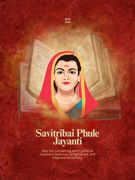 Red and Yellow Traditional Savitribai Phule Jayanti Instagram