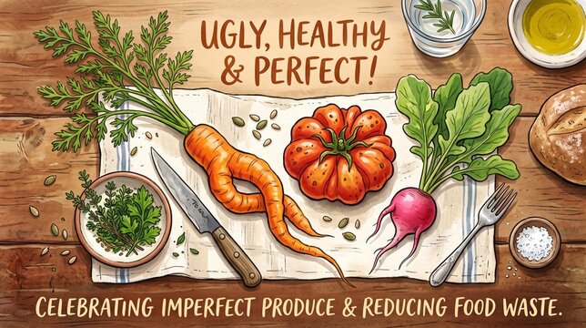 Imperfect ugly vegetables concept to reduce food waste