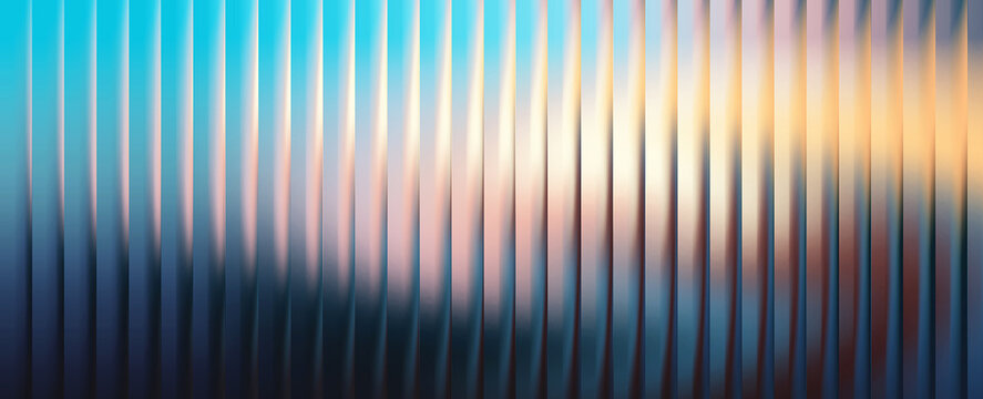 Vertical metallic ribbed texture with blue and gold gradient light